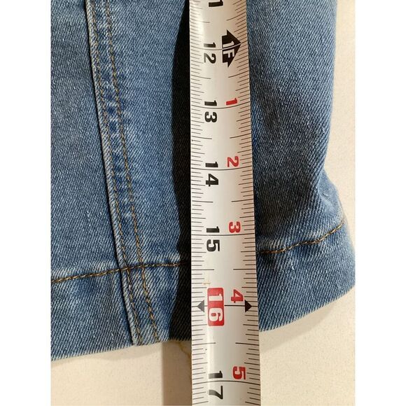 Savanna Jane Emma Denim Cropped Corset Sz M Rhinestone Fringe - Picture 7 of 8